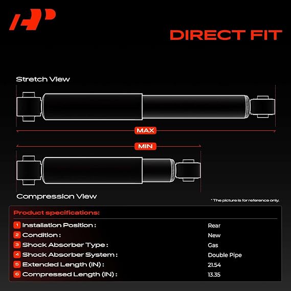 A-Premium Rear Shock Absorbers, Set of 2 - Compatible with Honda