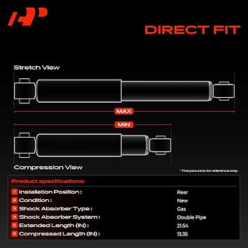 A-Premium Rear Shock Absorbers, Set of 2 - Compatible with Honda