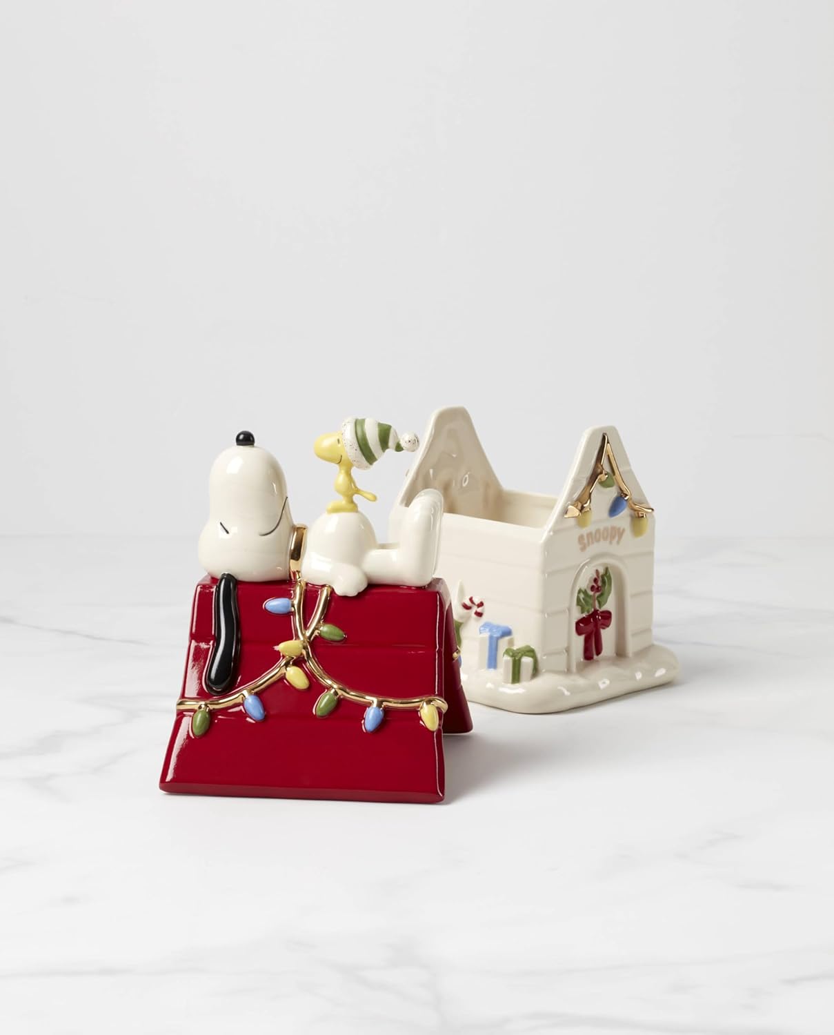 Lenox 896324 Snoopy Christmas Covered Candy Dish, Holiday Hosting