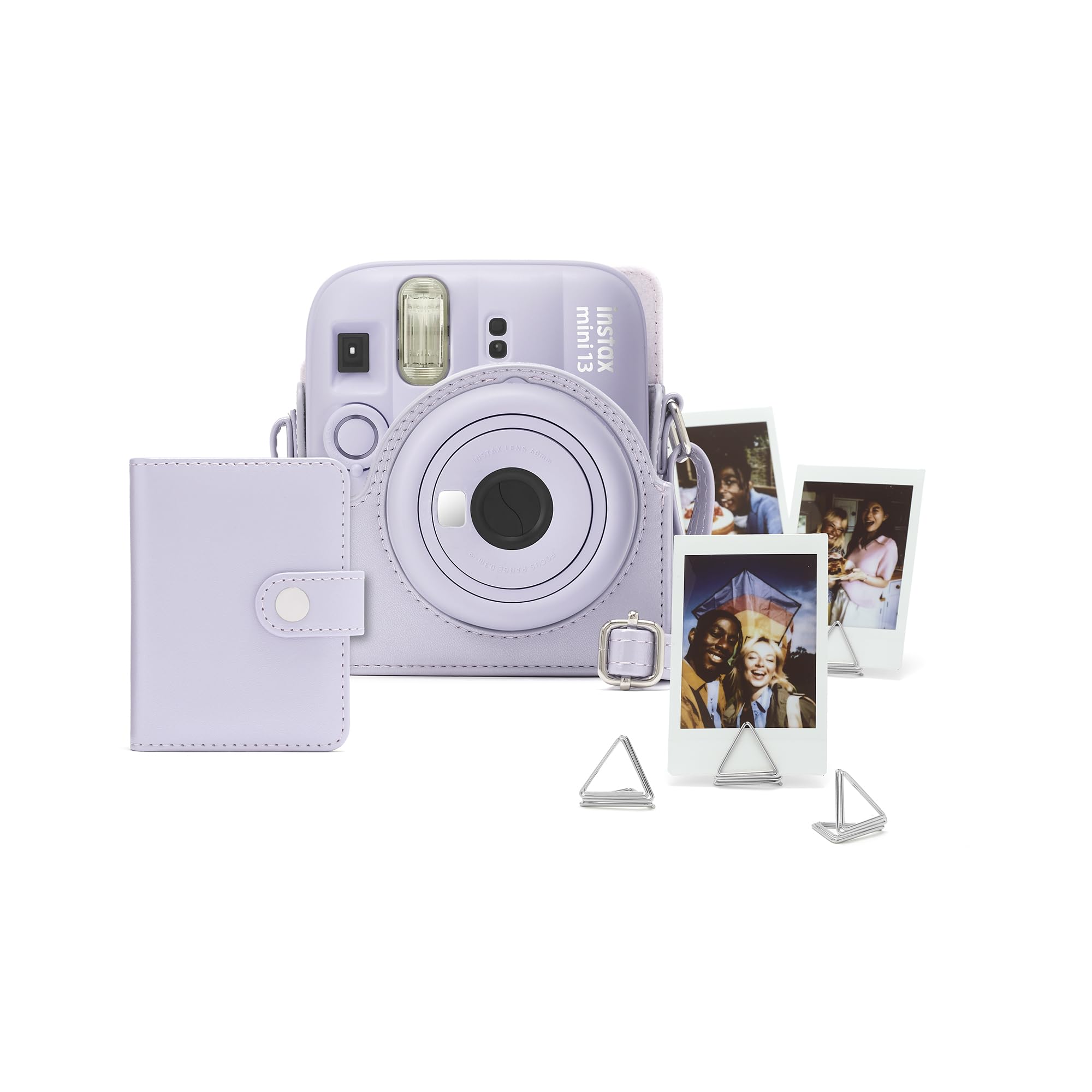 Zestaw akcesoriów do aparatu natychmiastowego instax mini 13 zawierający gotowe do użycia etui na aparat, mini album i klipsy do zdjęć, kolor Dreamy Purple