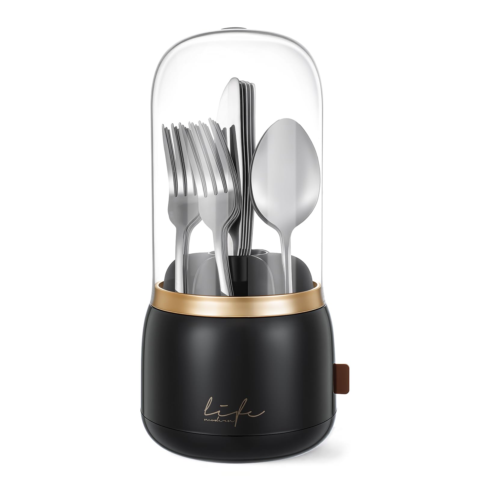 EXIN DECHEN rotating silverware caddy with cover