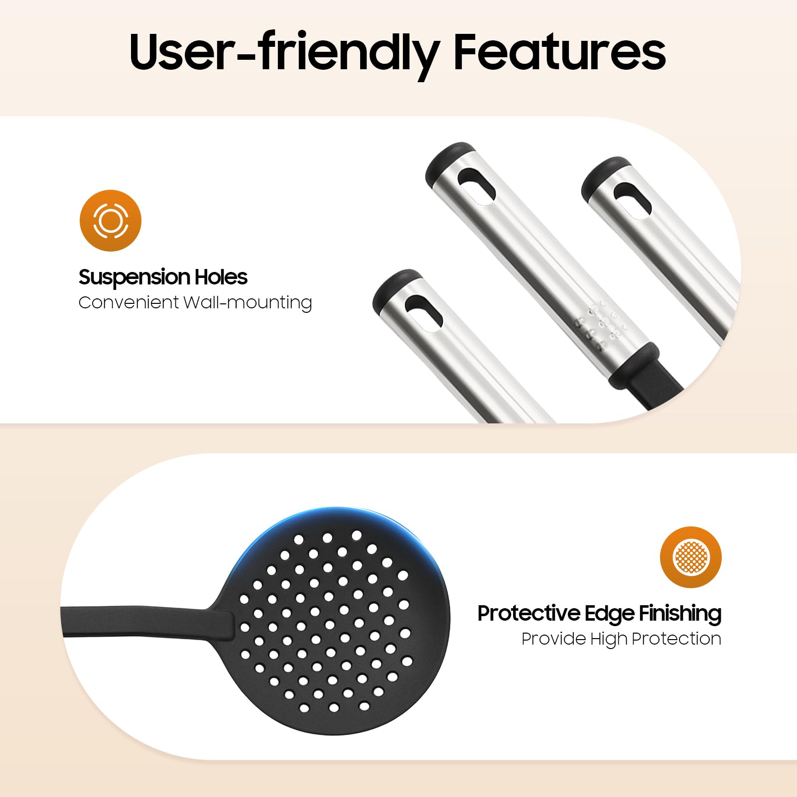Juego de utensilios de cocina, juego de utensilios de cocina, juego completo de utensilios de cocina con 40 piezas, mangos ergonómicos y superficies resistentes a los arañazos, ideal para cocineros