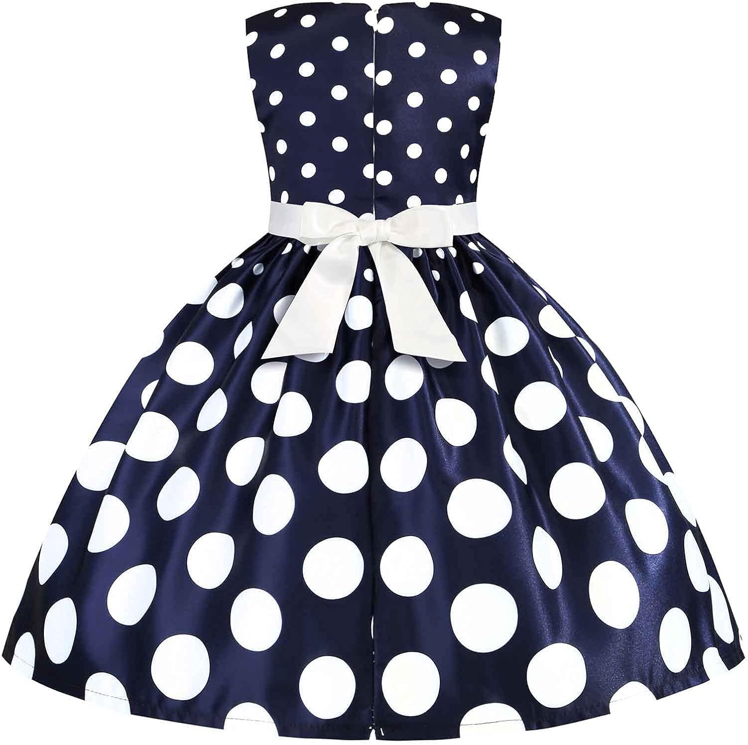 Kids Girls Bowknot Dot Printed Pageant Gown Birthday Party Princess Wedding Dress Navy: Clothing, Shoes & Jewelry