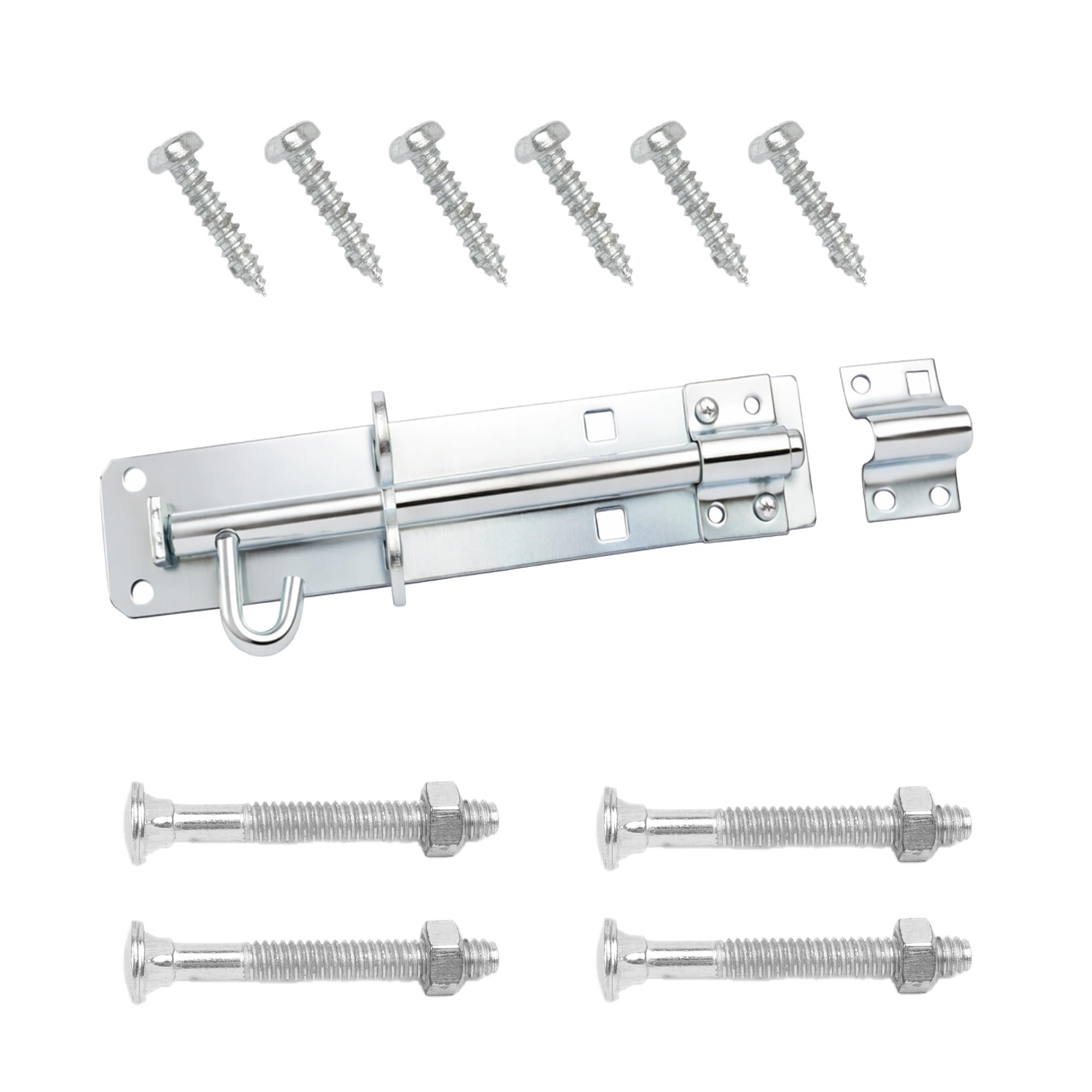 6" Brenton Bolt Sliding Door Lock | Heavy Duty Gate Bolt Latch for Bedroom, Patio, Garden & Shed Security | BZP Zinc Plated Steel Barrel Bolt for Wooden Gates, Doors & Garages | with Fixings (6")