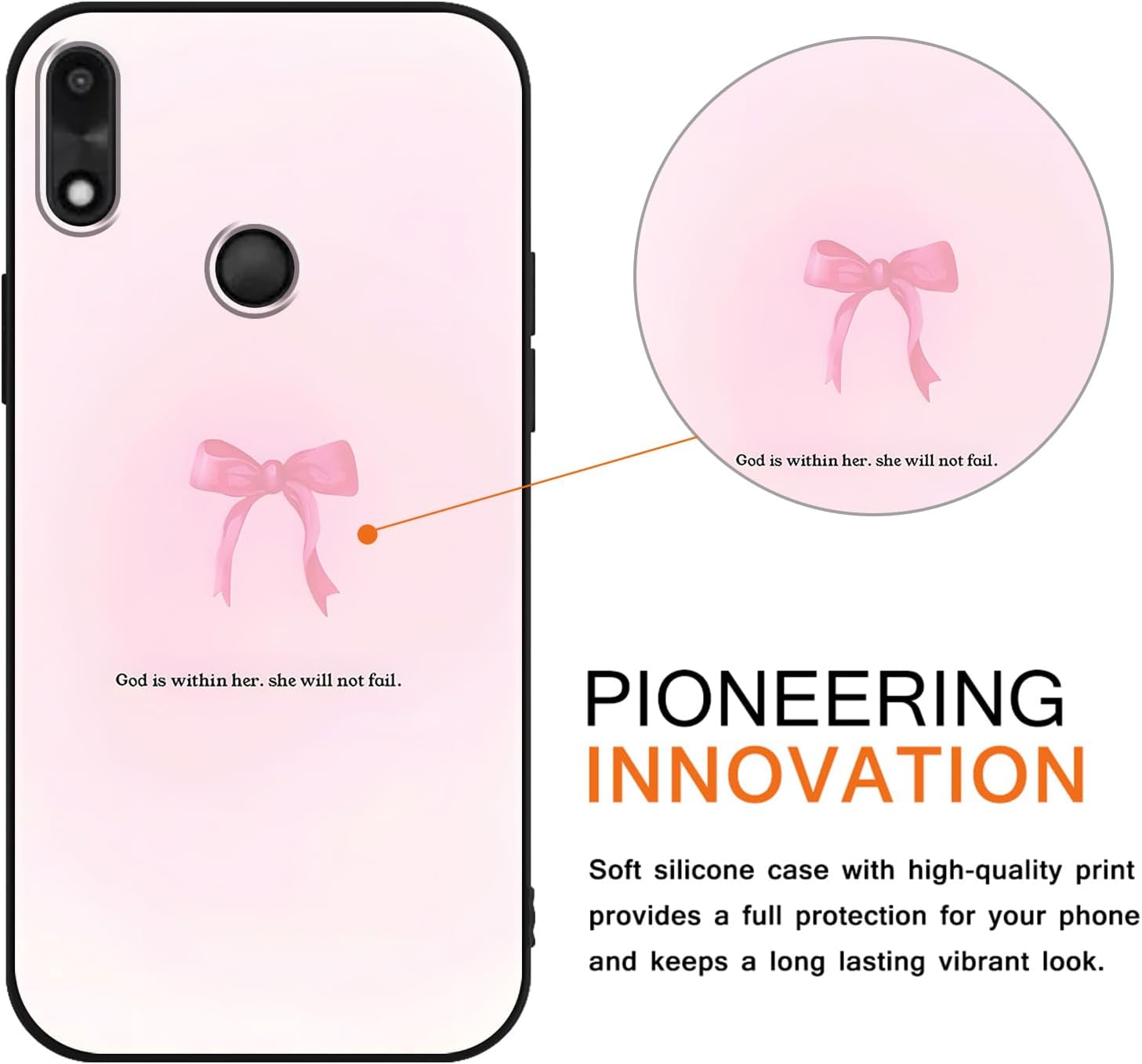 2 Pack God Jesus Faith Bow Phone Case for Gabb Phone 4 6.1",Aesthetic Cases Design Pattern Cases for Girls Women Boys,Shockproof Soft Silicone TPU Protective Cover Funda Pink image 3