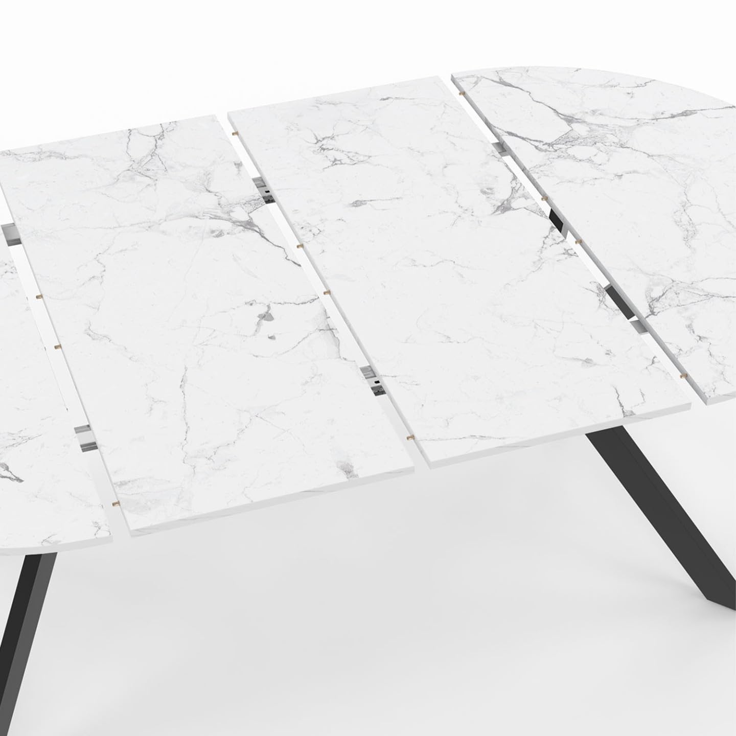 IDMarket - Table à Manger Extensible Ronde Alix 110-200 cm Effet marbre