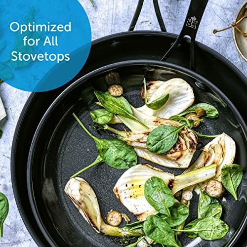 BK Ceramic Black Stainless Steel Frying Pan Skillet Set with PFAS-Free Ceramic Non-Stick Coating, 24cm and 28cm, Induction, Dishwasher Safe, Oven Safe, Silver & Black - Image 5