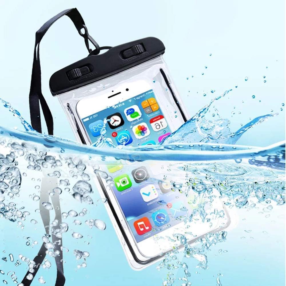 Funda impermeable universal, bolsa impermeable para teléfono, bolsa seca para iPhone, Samsung Galaxy, hasta 7.5 pulgadas, bolsa seca para teléfono celular IPX8, navegación, natación, kayak, yate, negro