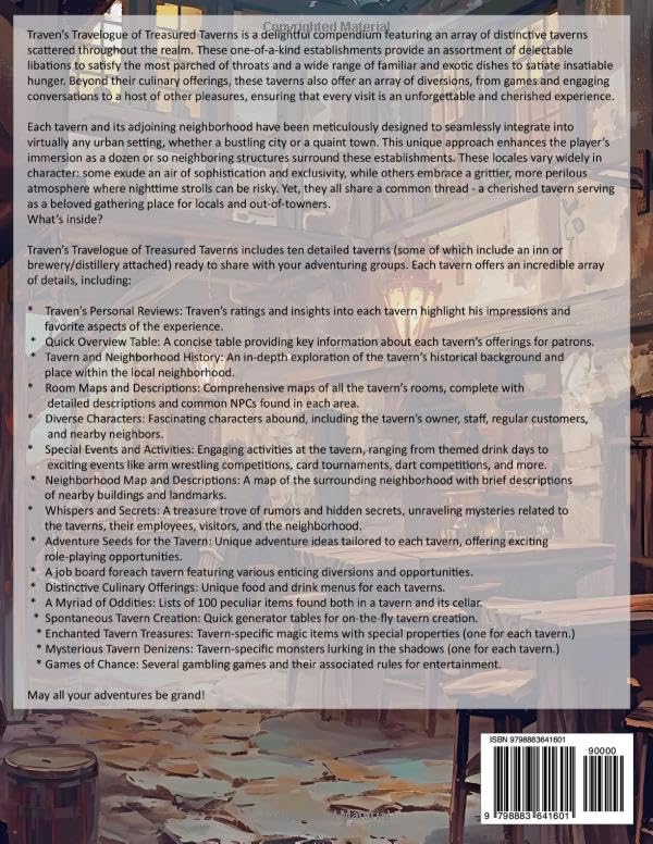 Traven's Travelogue of Treasured Taverns: A TTRPG Supplement Filled with Fantastic Taverns, Compelling Story Hooks, Rumors, Nearby Neighbors, and Memorable NPCs. (Game Master Campaign Settings) - Image 2