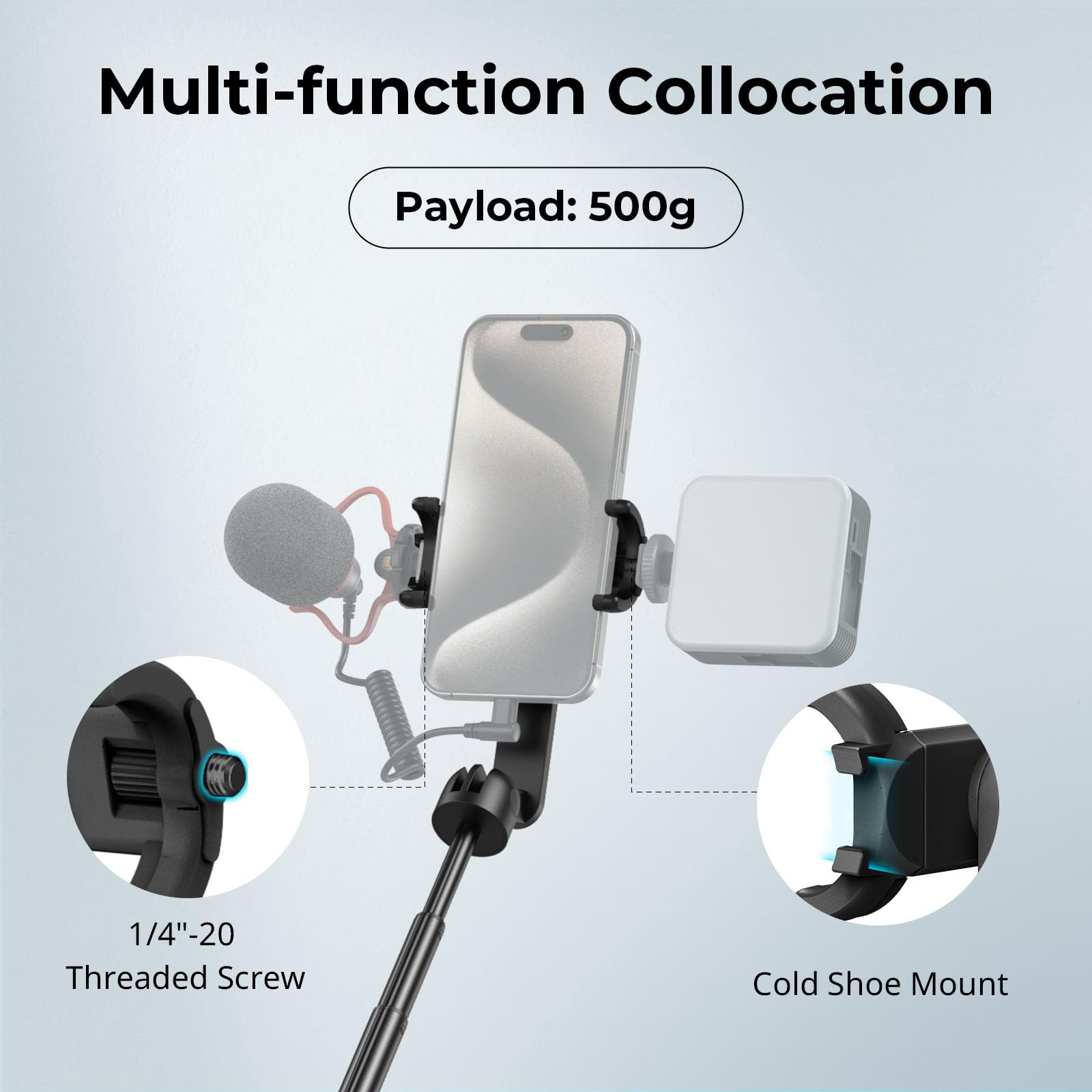 Victiv Magnetische selfiestick voor iPhone, 177,8 cm telefoonstatief voor filmen met oplaadbare afstandsbediening, Mag-Safe selfiestick voor video-opname, vlogging en creatie van