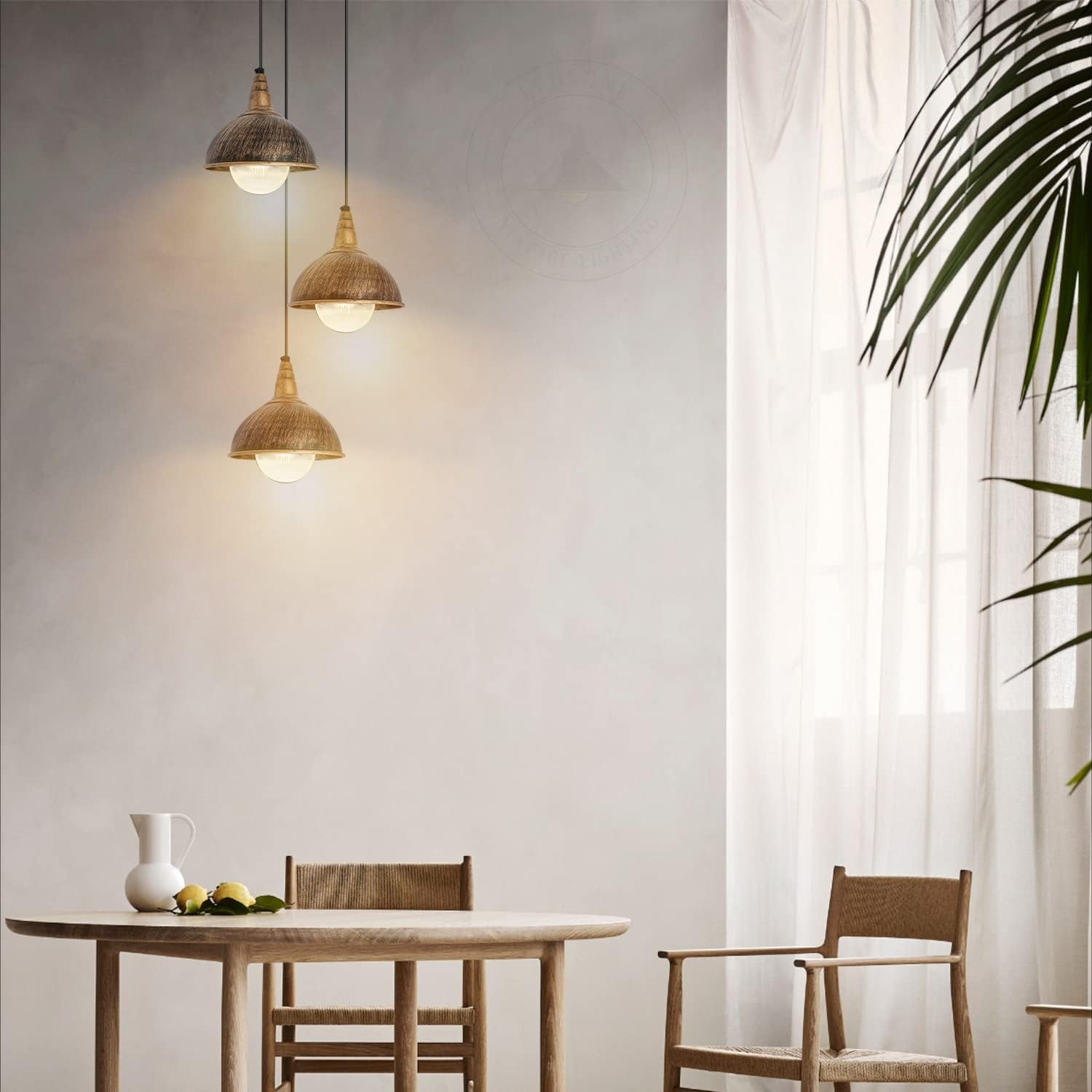 Retro Metal Light Shades, Vintage Style Ceiling Island Lamp Pendant Shade, Non Electric Easy Fit Curved Kitchen Lampshade, Office, Living Room Light Shade with Reducer Ring (Type 3)