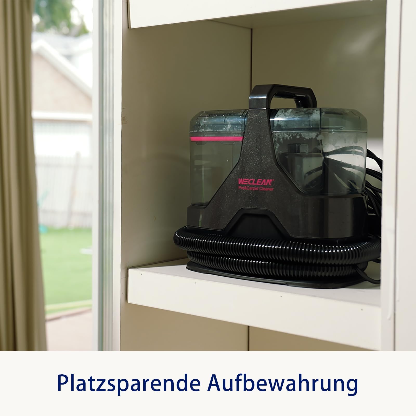WECLEAN C3 Nasssauger Polsterreiniger Gerät,600W 18KPa Teppichreiniger Waschsauger für Teppiche, Sofas, Treppen, Fenster, Spiegel, Polstermöbel, Autos, Schwarz/Rosa