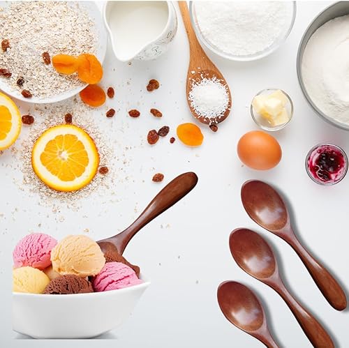 Miniatura 5 de Cucharas de miel para té Pack de 7, Cucharas de madera pequeñas y mini para tarros, Cucharas de madera para comer 4 Pequeñas y 3 Medianas 6.1 in y