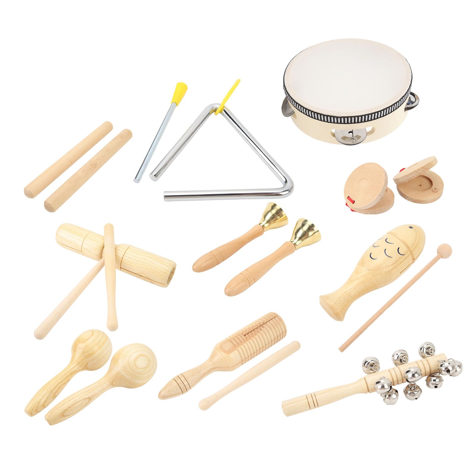 Set di Strumenti Musicali per Bambini 10 Pezzi di Giocattoli Educativi a Percussione in Legno di Faggio per la Scuola Materna
