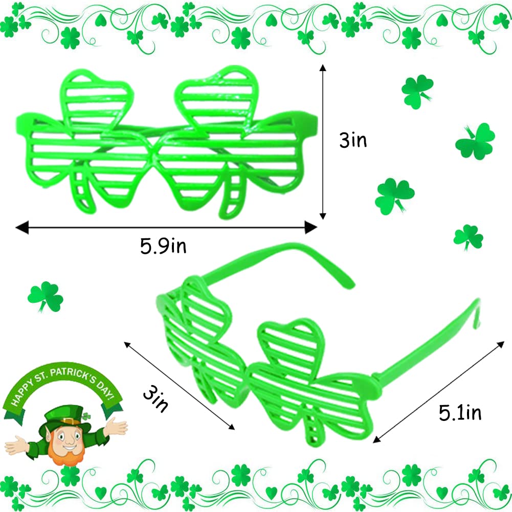 CAMIRUS 24 PCS St. Patricks Day Shamrock Glasses, Green Plastic Shutter Glasses Four Leaf Clover Eyeglasses for St. Patrick's Day Costume Party, Irish Photo Props, St Pattys Party Supplies Decor