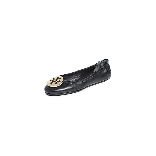 Tory Burch Women's Minnie Travel Ballet Flats, Perfect Black/Gold, 8 Medium US