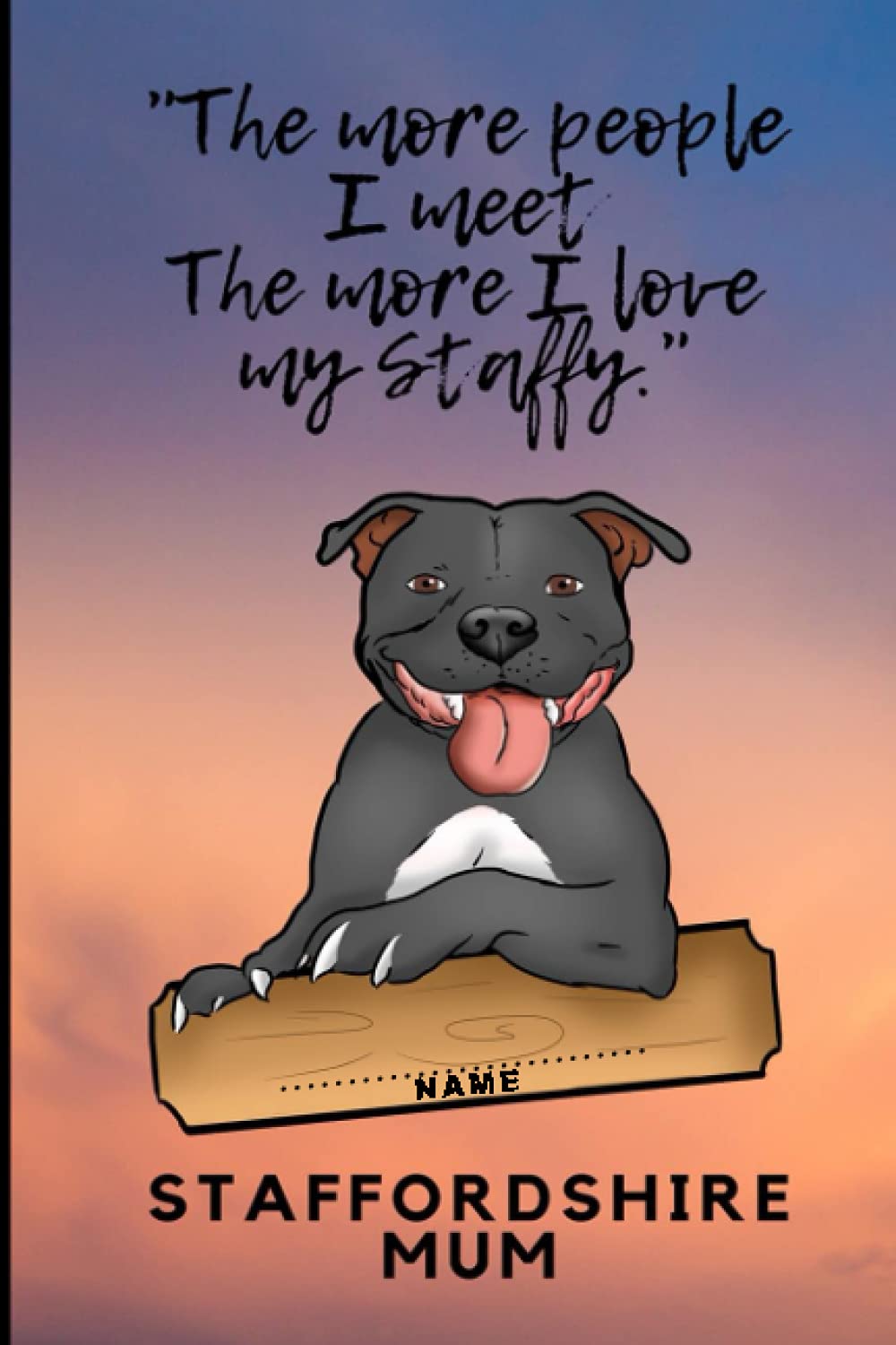Staffordshire Bull Terrier Print Notebook - Blue Staffy