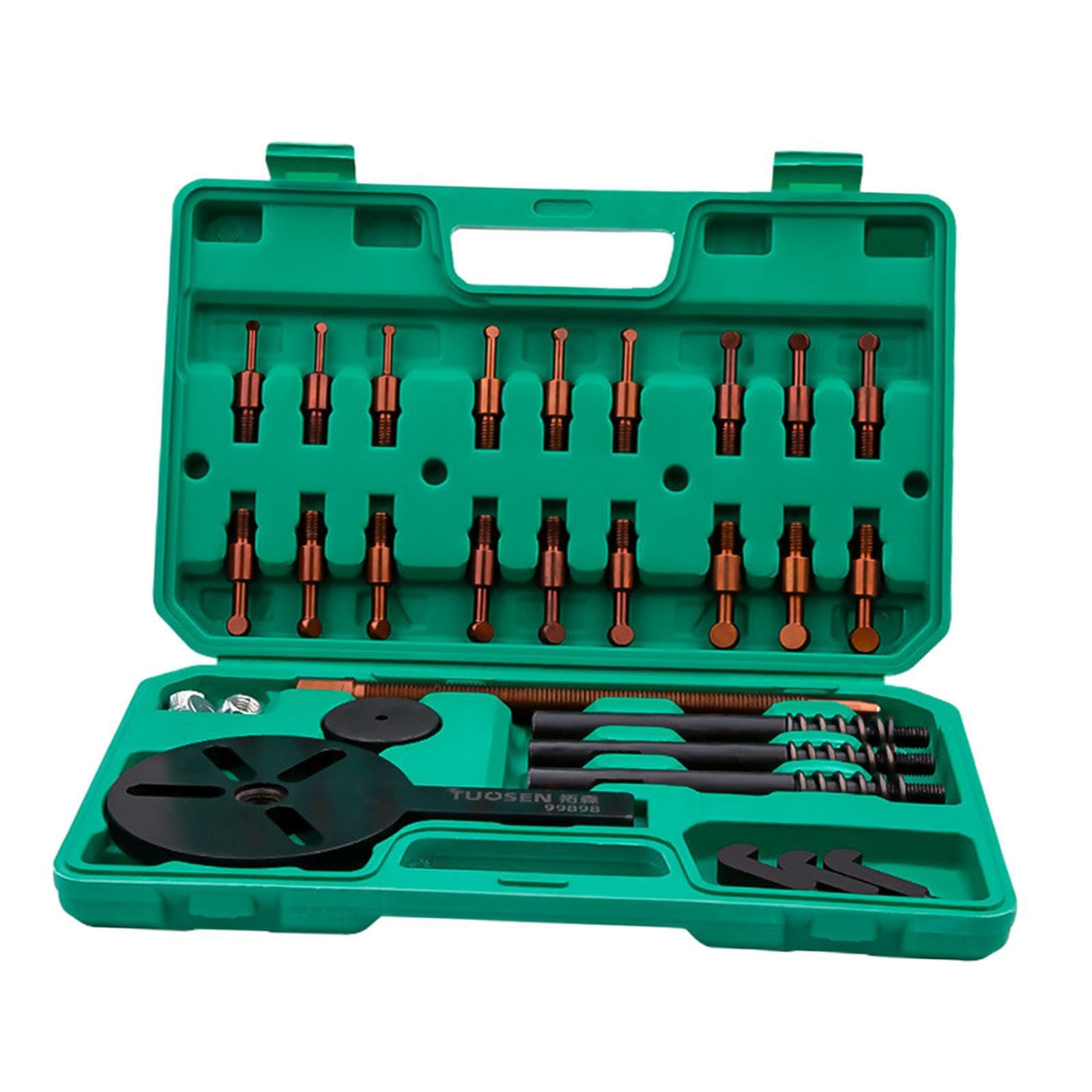 Extractor versátil de tres mordazas con orificios interiores y | duraderos, diseñado para máxima utilidad en reparaciones de automóviles. Juego de extractores de cojinetes 18 en 1. Juego