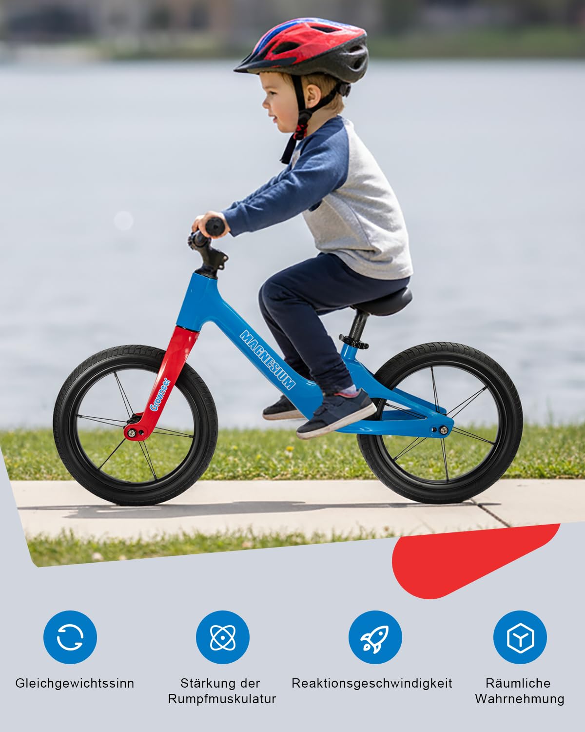 Generisch 14 Zoll Kinder Laufrad ohne Pedale für Jungen und Mädchen, Einteiliger, Leichter Rahmen aus Magnesiumlegierung, höhenverstellbarem Sattel