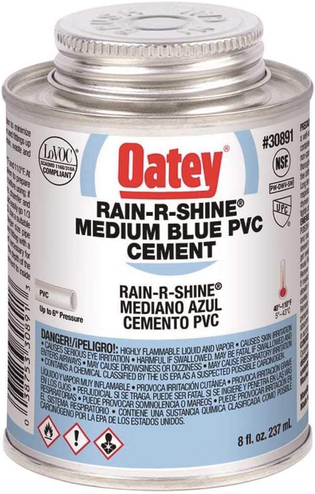 OateyPVC Rain-R-Shine Cement, Blue, 8 Oz.