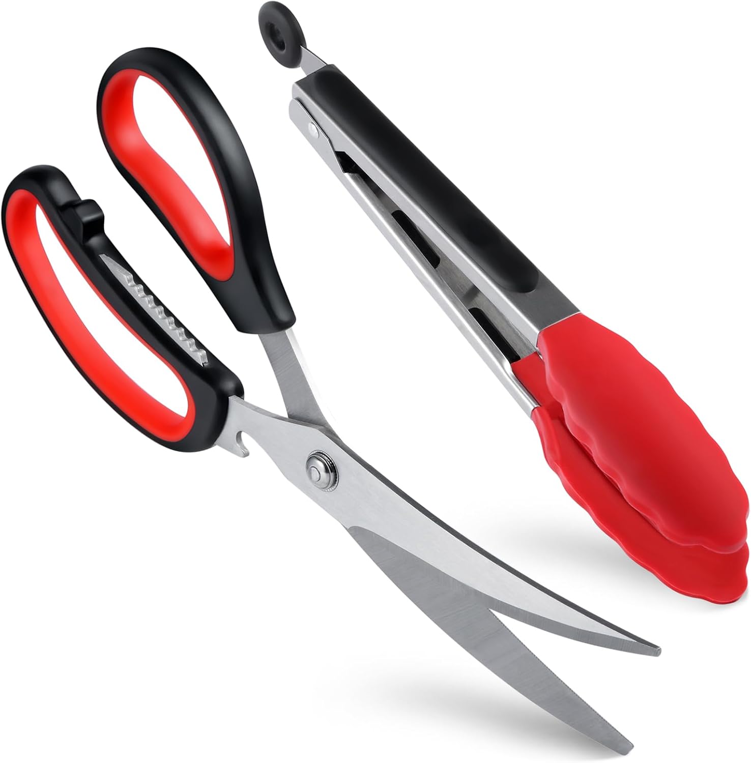 Luiruey Kitchen Shears Kitchen Tongs with Silicon Tip