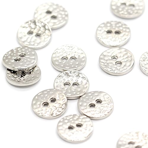 Miniatura 3 de 2 agujeros pequeños de metal redondos de 0.43 pulgadas, botón plateado brillante para ropa, camisa de niños, blusa de mujer, parte superior, puño,