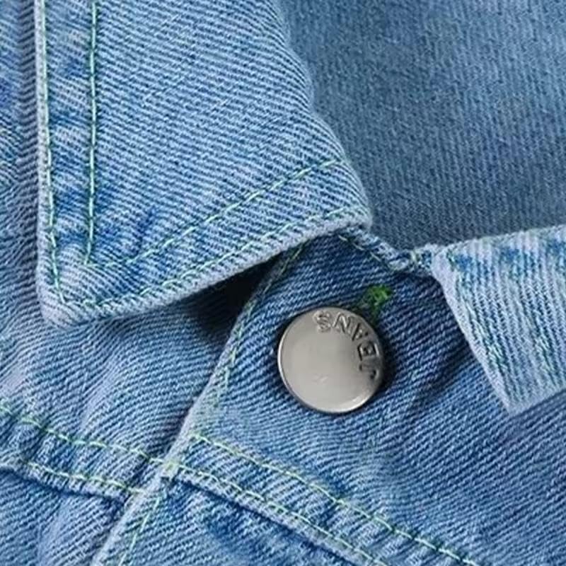 Girls Minnie Mouse Denim Jacket, Light Blue Jean, Button-Up, Long Sleeve3