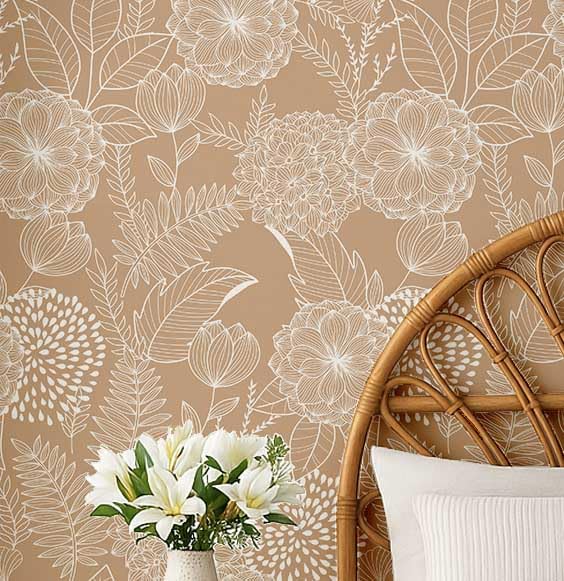 Papel Tapiz Floral Beige para Paredes Acogedoras