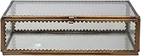 CreativeCo-Op Brass & Glass Scalloped Edge Display Box - Antique Finish Vintage Trinket Jewelry Storage for Shabby Chic Decor