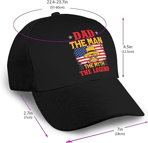 Miniatura 2 de LIFANGMI Adjustable Dad The Man The Myth The Legend Baseball Cap for Men Women Baseball Hat Outdoor Casual Breathable Caps Trucker Hats Sun Hat Black