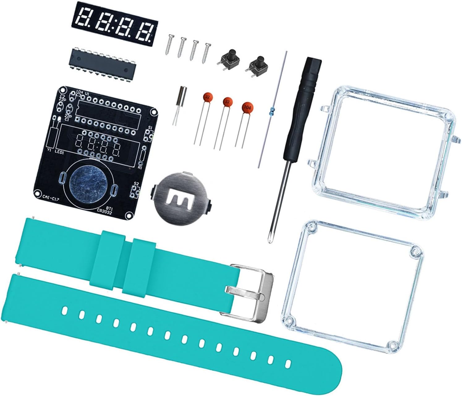 Not Battery LED Clock Straps Kits Easy 30Minute Assembly with Display Screen and Reusable Silicone Components Not Battery Watch Band Components