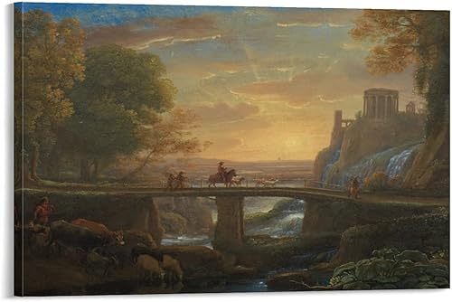 Claude Lorrain 1600 82 Claude Lorrain 16 - Landscape with an Imaginary View of Tivoli 1642 (Oil on C Poster Decorative Painting Canvas Wall Art