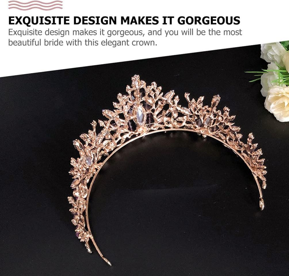 Fashion Headbands Vintage Baroque Crowns Purple Tiara Rhinestone Wedding Crowns Gothic Quinceanera Tiaras Hair Accessories for Women Girls Rhinestone Headpiece