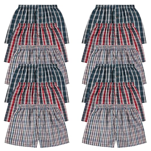 BILLIONHATS 12 Pack Of Mens Boxer Briefs Underwear, 100% Cotton Comfortable, Bulk