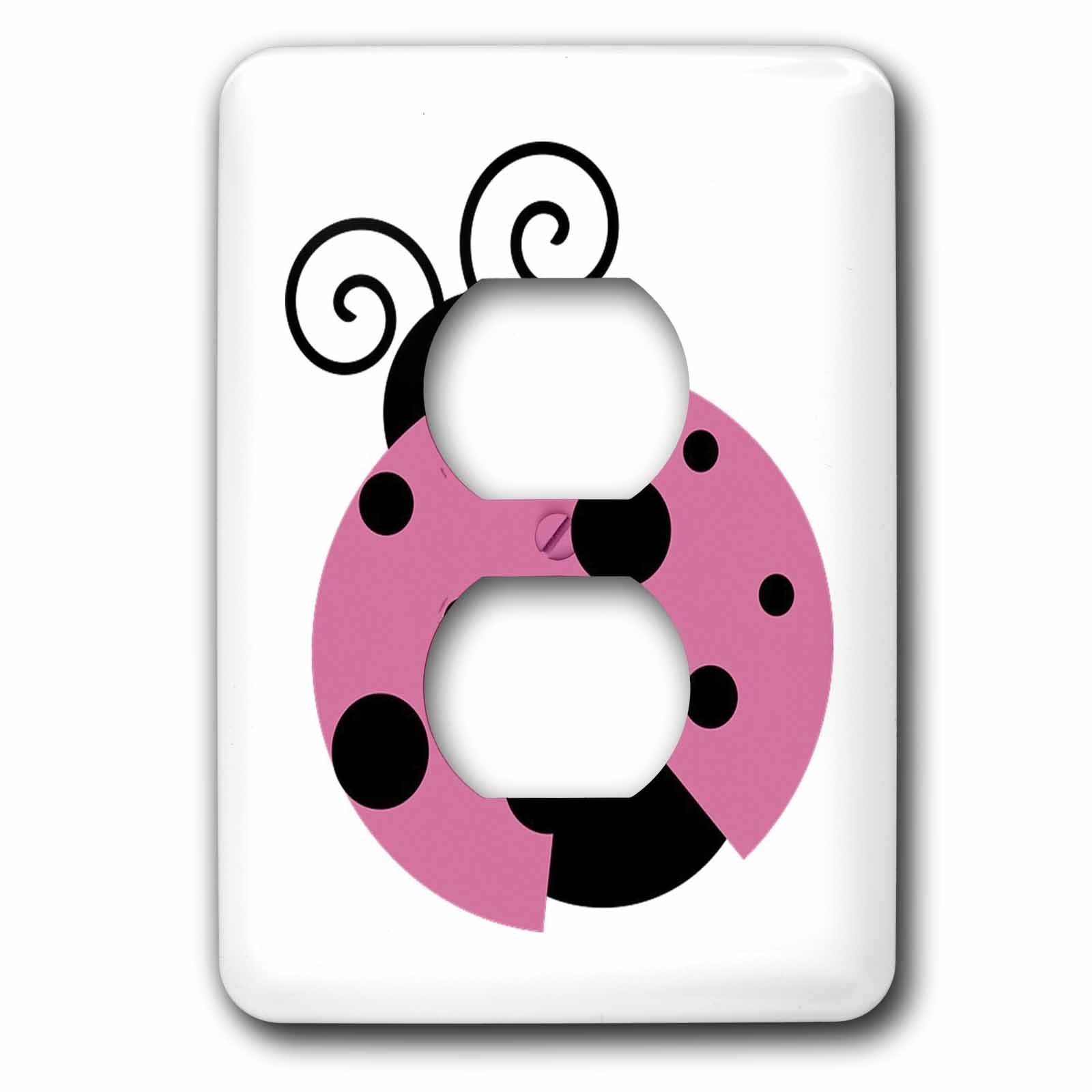Plaque double cache prise rose motif coccinelle 3dRose lsp_54169_6 haute finition