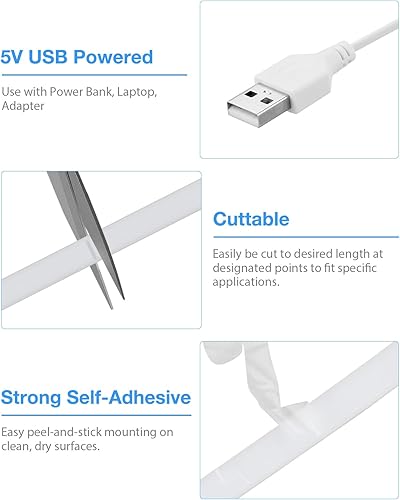 Miniatura 5 de Aclorol Tira de luces LED COB de 5 V, 10 pies, 960 LED, regulables, impermeables, con autoadhesivas, para gabinete de cocina, baño, espejo, tocador,