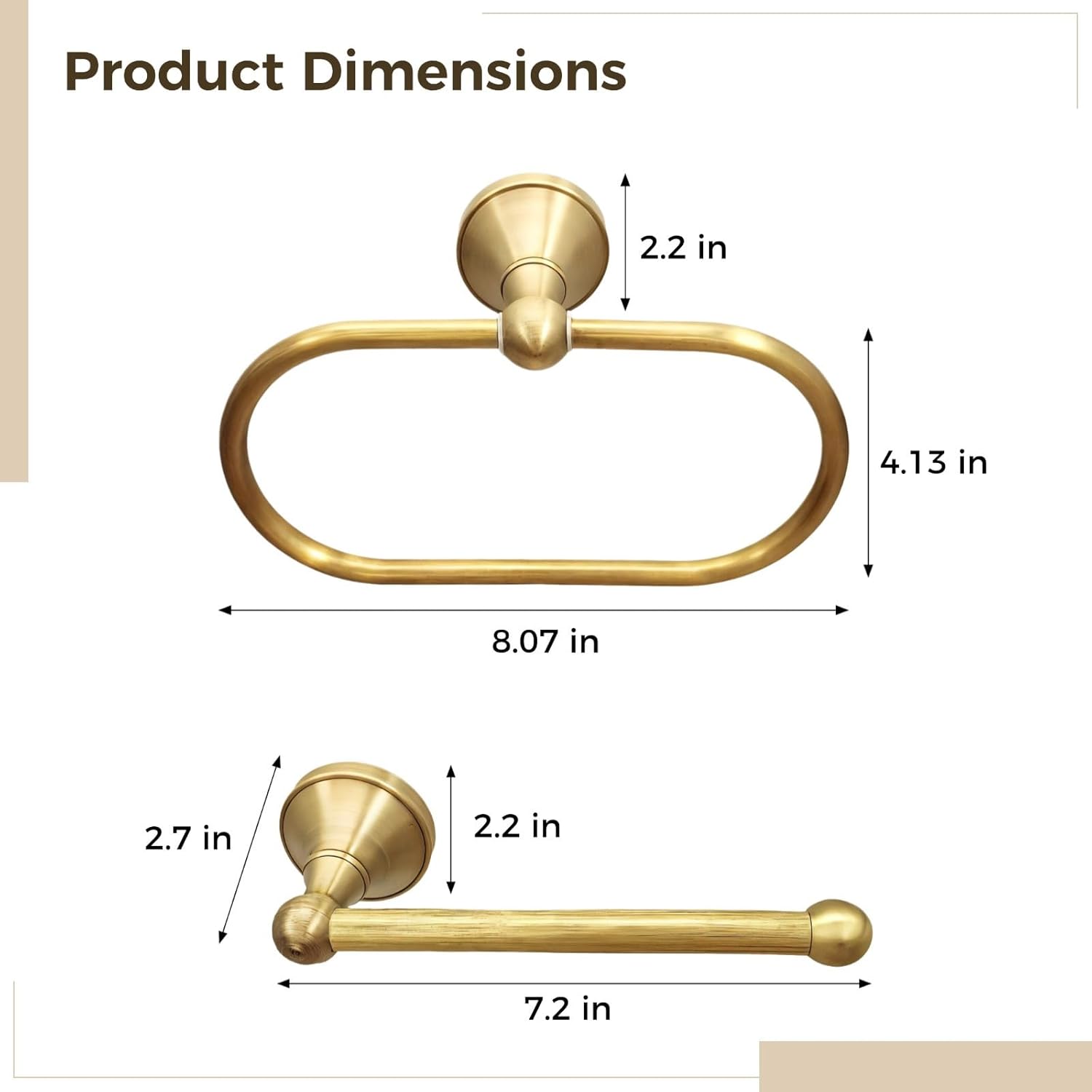 Toilet Paper Holder, Brass Paper Towel Holder, Vintage Elegance for Bathroom, Wall-Mounted Design, Antique Brass, Includes Rectangular Tissue and Towel Ring