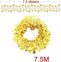 Vista 5 de Guirnalda de oropel brillante con alambre, guirnalda metálica de Navidad de estrella pequeña para árbol de Navidad, hogar, boda, fiesta, adorno