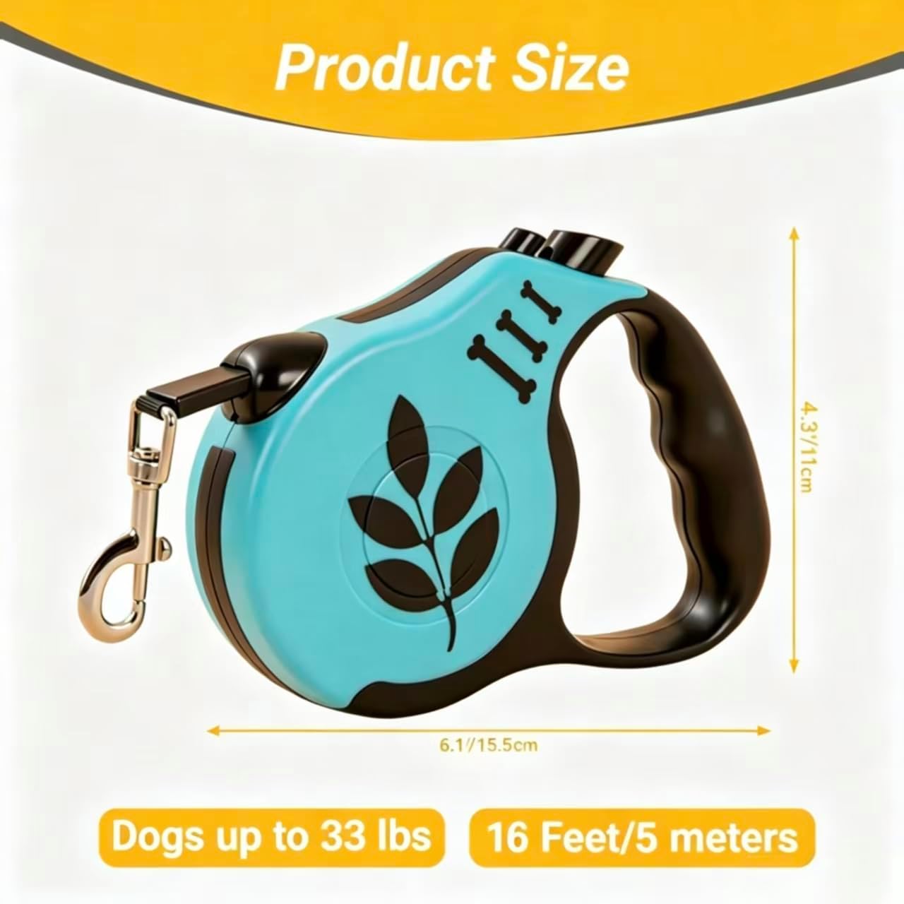 Retractable Dog Leash with Non-Slip Handle, 16 FT Automatic Telescopic Tractor with Atuo Locking Botton，Durable Pet Tape for Small and Medium-Sized Dogs Blue image 2