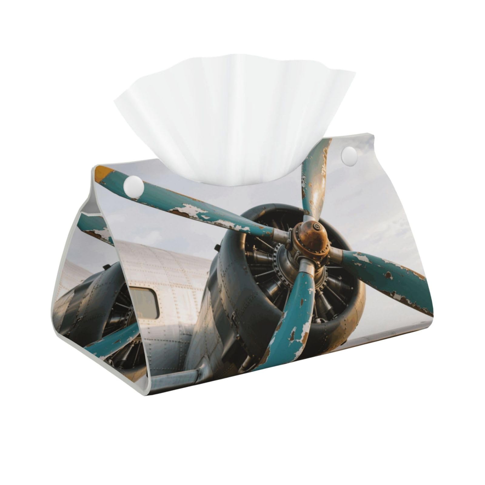 Pu Leather Tissue Box Cover, Airplane Rectangle Tissue Case Covers Decorative Tissue Box Holder Waterproof Tissue Holder Organizer for Bathroom Home Office
