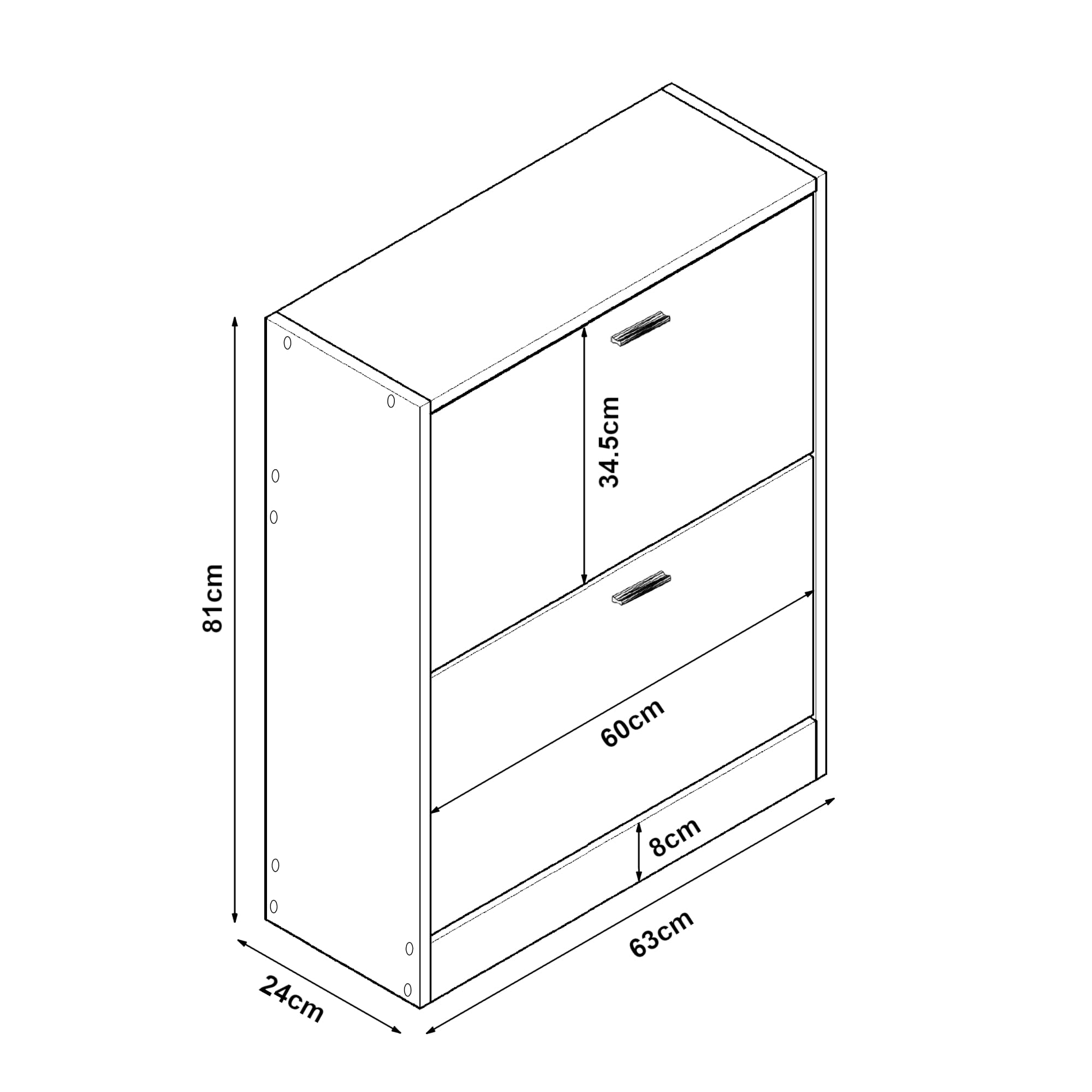[en.casa] Armario Zapatero Sykkylven Organizador de Zapatos con 2 Puertas para 12 Pares Mueble Zapatero Estrecho para Entrada Recibidor 81 x 63 x 24 cm - Blanco