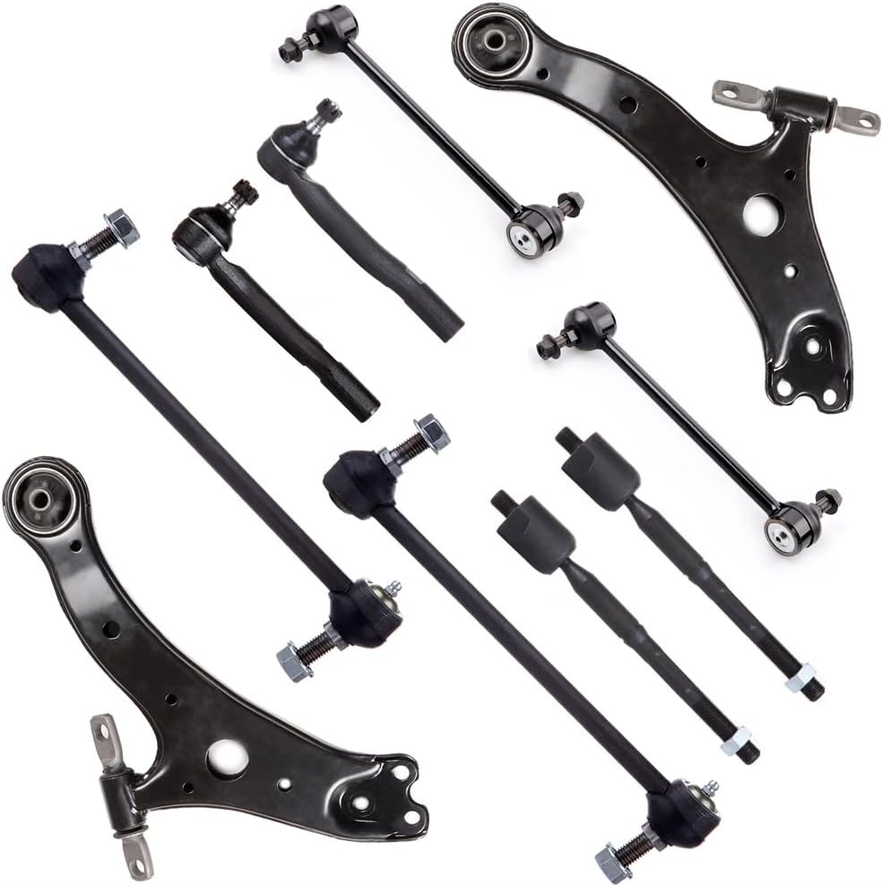 SCITOO 10-PC SET Suspension Kit Fit For Lexus ES330 For Toyota Camry Solara Lower Left Control Arm, Lower Right Control Arm, Inner Tie Rod End, Left Right Outer Tie Rod End, Sway Bar End Link