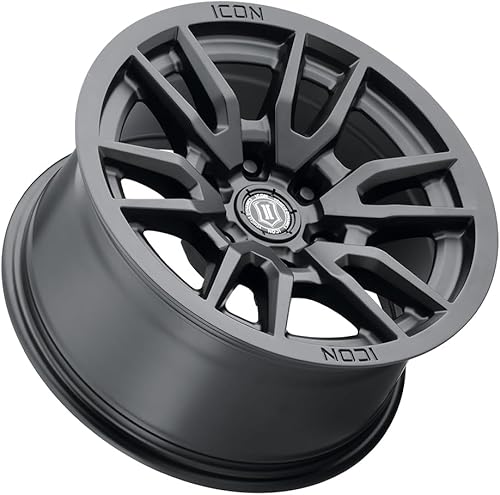 Miniatura 3 de ICON Alloys Vector 6, Negro Satinado, 17 x 8.56 x 5.5, 0mm de desplazamiento, 4.75" BS, 2417858347SB