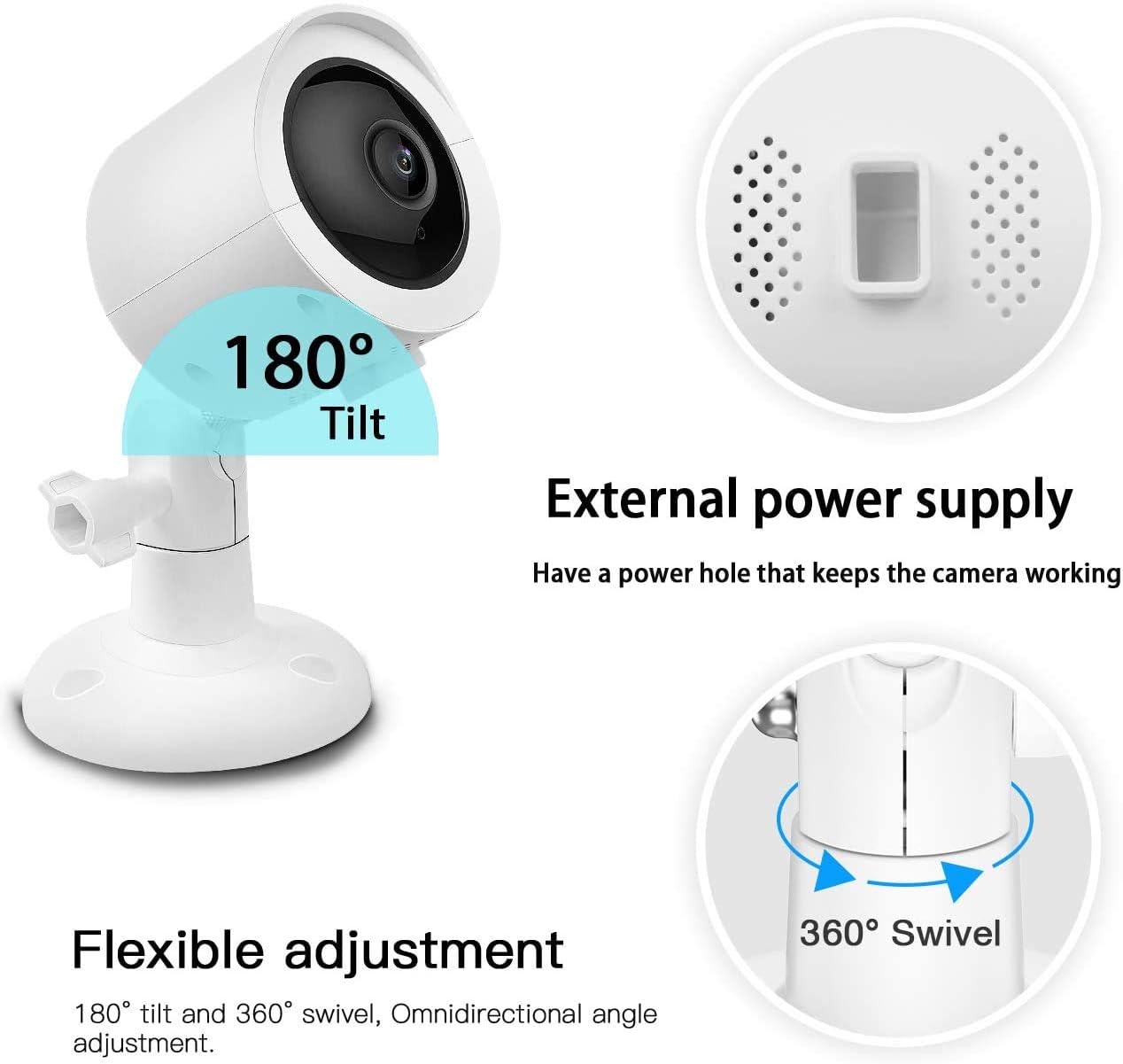 Wall Mount + Weatherproof Case for YI Home Camera - by Koroao - Indoor/Outdoor Security Bracket More Stable and Flexible (1-Pack, White)