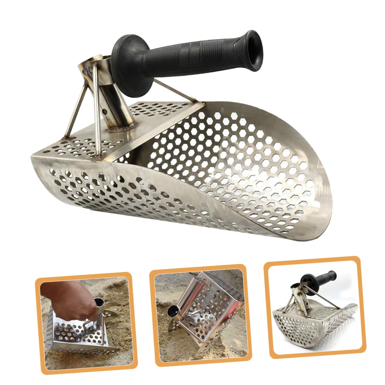 Pala Detector de Metales de Acero Inoxidable Diseño Versátil y Agujeros para Cedazo de Suelo en Variedad de Tipos de Tierra y Playa