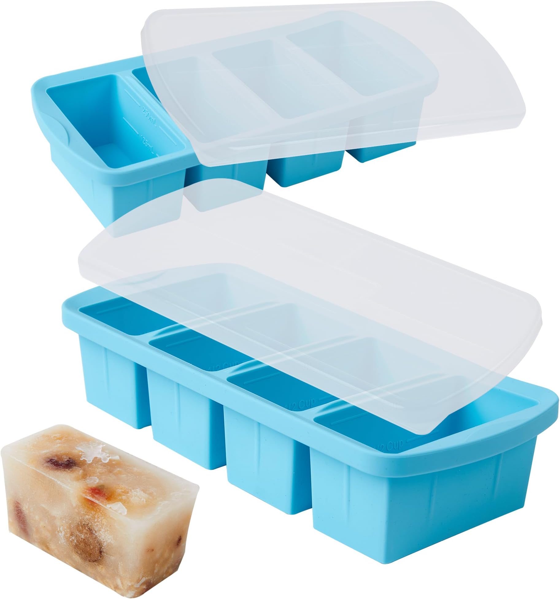 Amazon.com: WENQING Silicone Freezer Tray with Lid 2 Pack Silicone ...