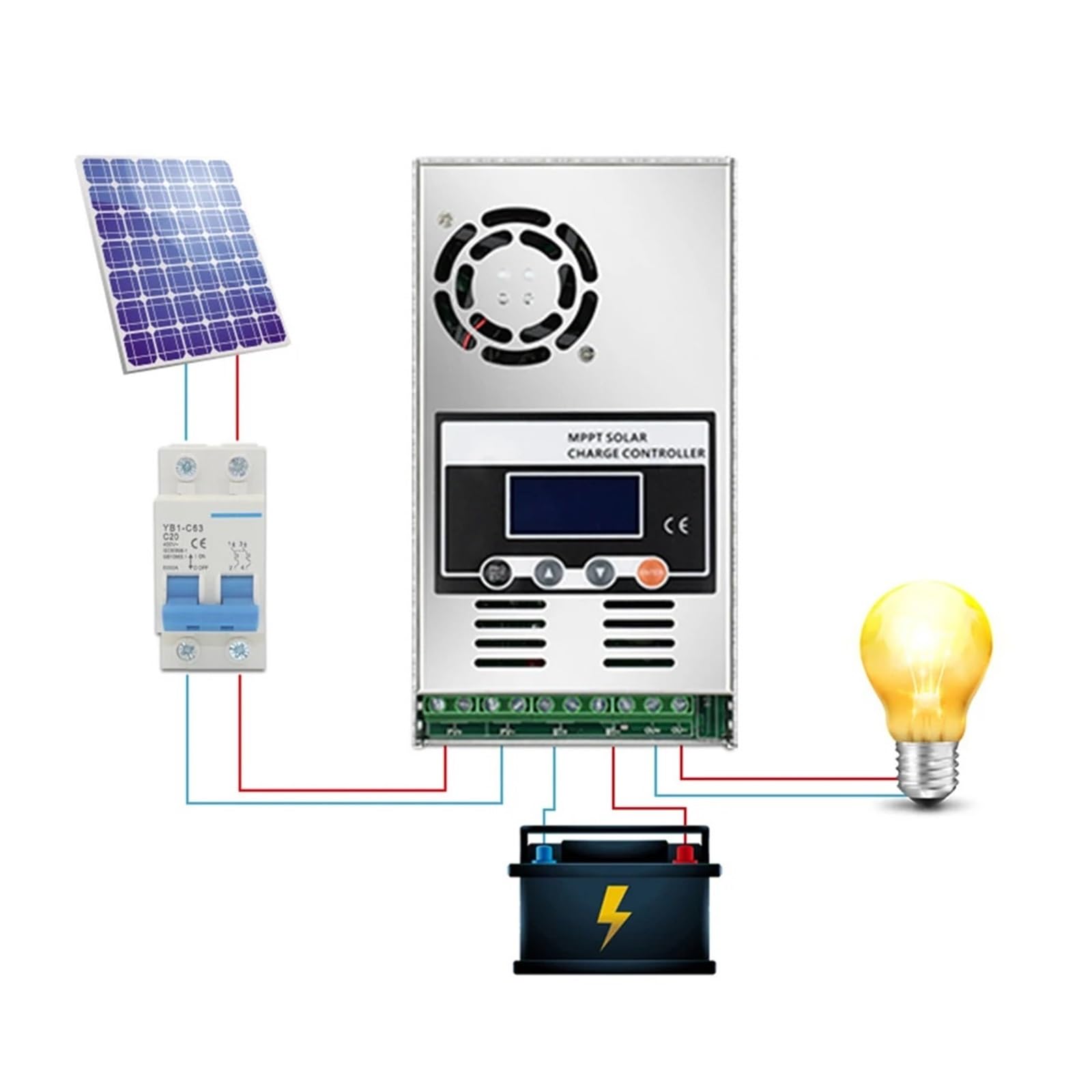controlador de carga solar, Controlador De Carga Solar MPPT 60A LifePo4 Batería 12V 24V 36V 48V Panel Max PV 150V