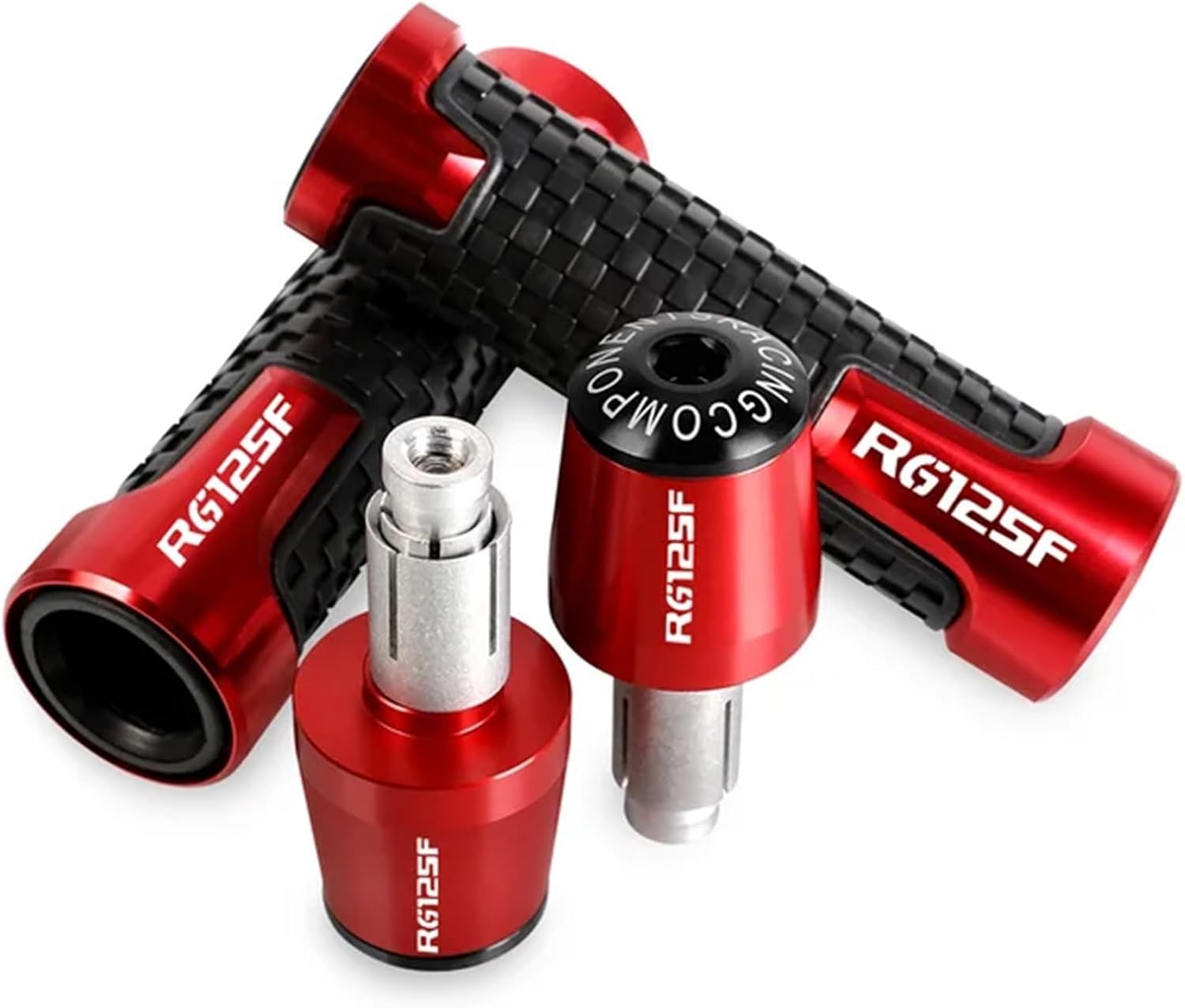 7/8 22mm Motorcycle Handlebar Grips Ends Handle Bar Cap Grip End Plugs For SUZUKI RG125F RG 125 F(1/B-RED)