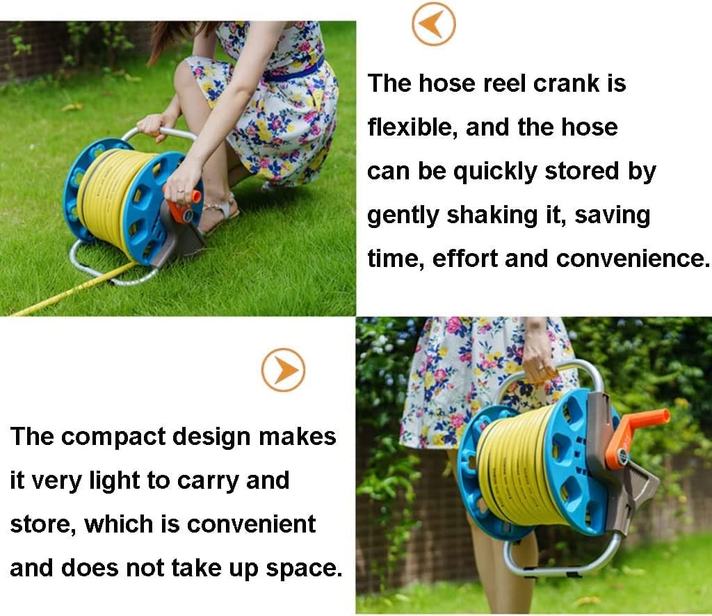 tubi flessibili per giardino su bobina Carrello avvolgitubo portatile per giardino con tubo flessibile e ugello, strumento di avvolgimento per tubo dell'acqua esterno, compatto e leggero per annaffi