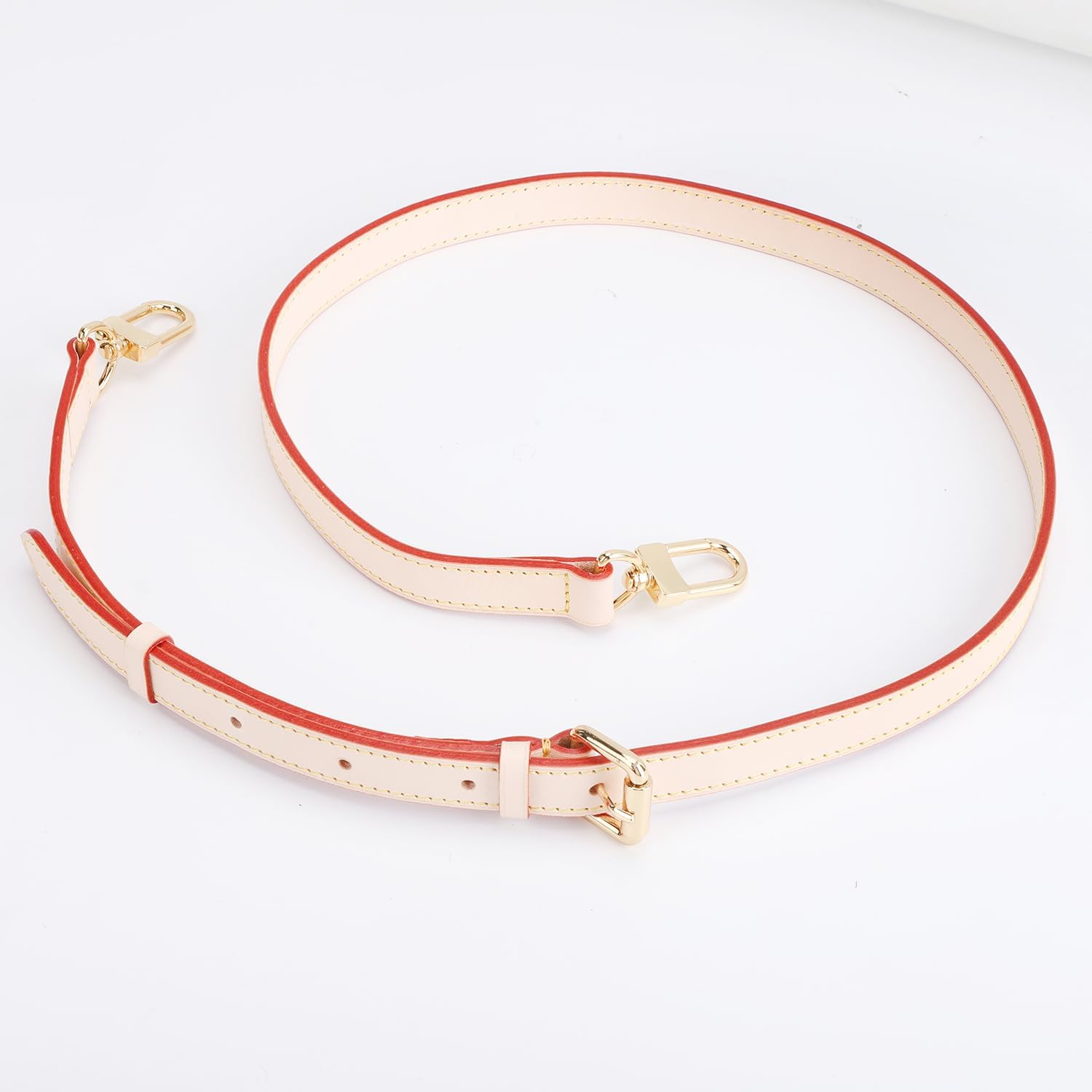 Genuine Leather Purse Strap Replacement for Shoulder Bag, Adjustable Calfskin Leather Handle Bag Straps for Purses, Handbags, Fit for Louis Vuitton - Natural, Length 39-44 Inch, Width 18 mm